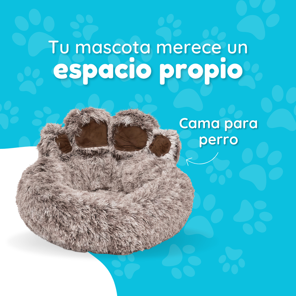 Cama Sofá Dona Antiestrés Para Mascota Perro Gato De Huella  70 cm de diámetro Caqui