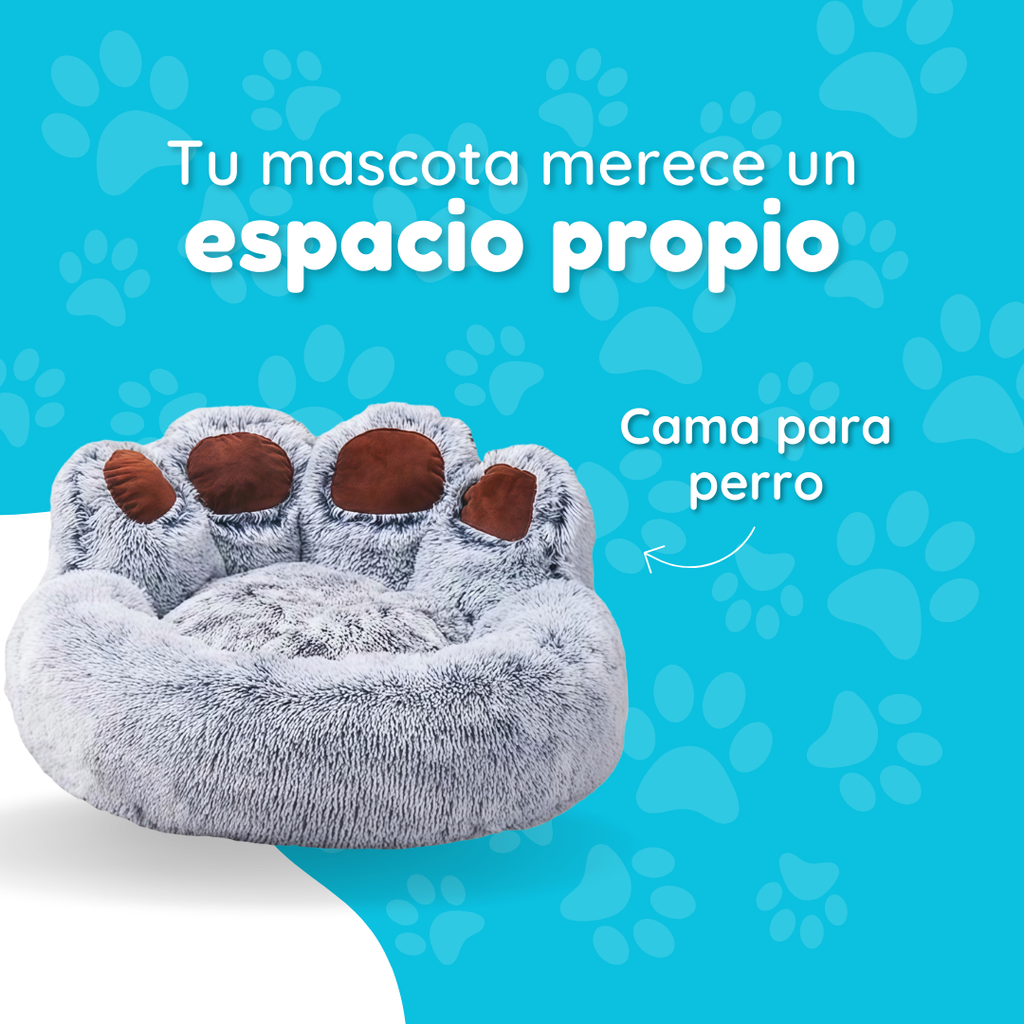 Cama Sofá Dona Antiestrés Para Mascota Perro Gato De Huella 70 cm de diámetro  Gris