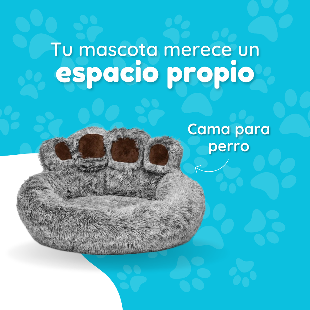 Cama Sofá Dona Antiestrés Para Mascota Perro Gato De Huella 70 cm de diámetro GRIS OSCURO