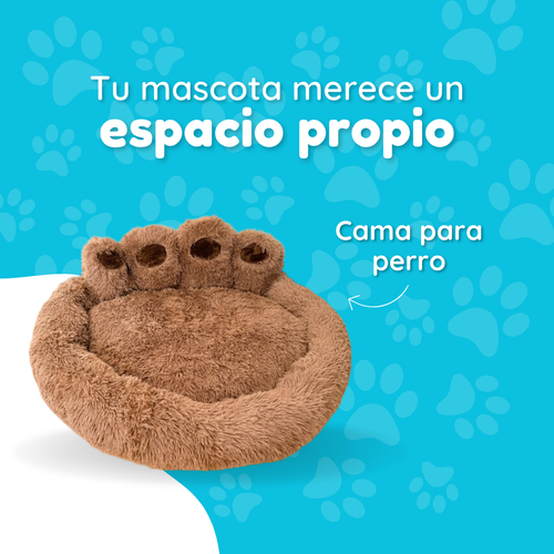 Cama Sofá Dona Antiestrés Para Mascota Perro Gato De Huella 70 cm de diámetro Café/ Marrón
