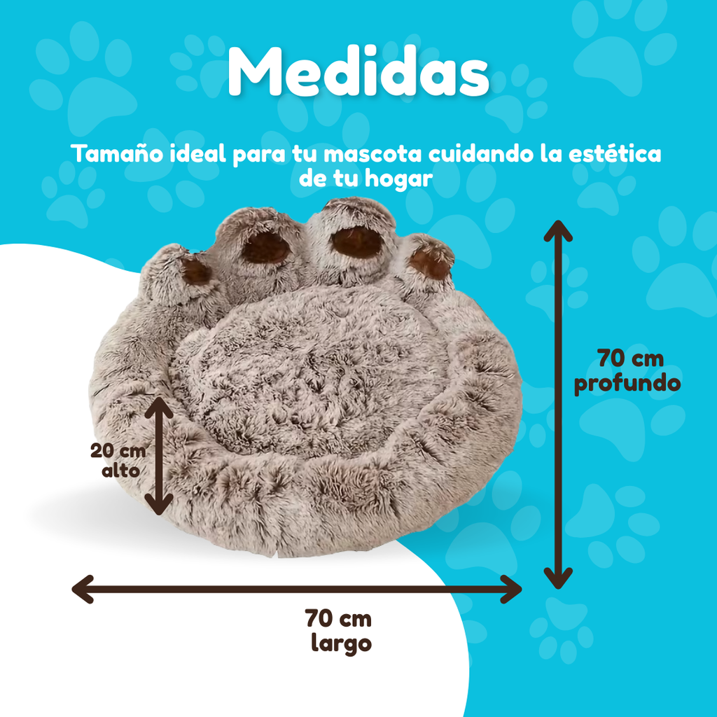 Cama Sofá Dona Antiestrés Para Mascota Perro Gato De Huella  70 cm de diámetro Caqui