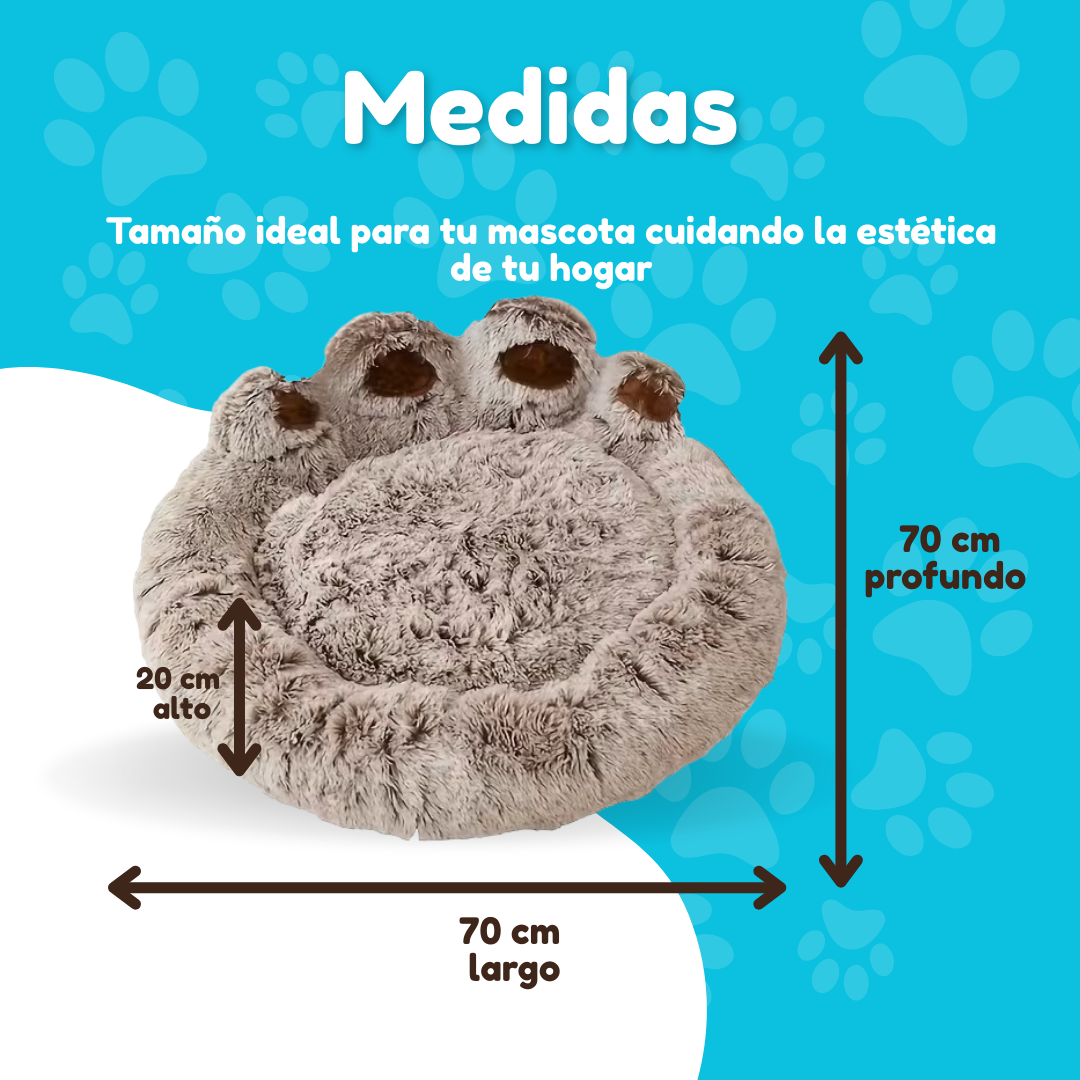 Cama Sofá Dona Antiestrés Para Mascota Perro Gato De Huella  70 cm de diámetro Caqui