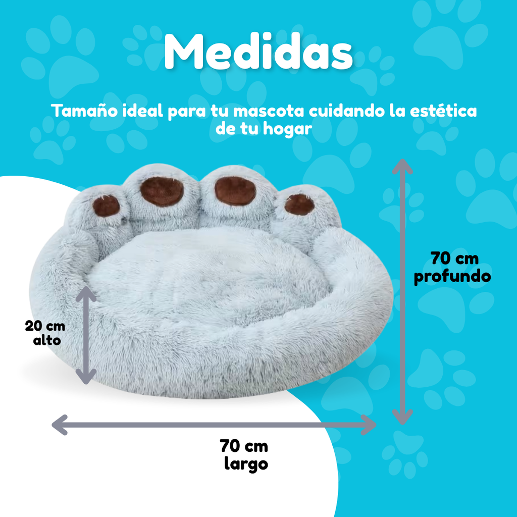 Cama Sofá Dona Antiestrés Para Mascota Perro Gato De Huella 70 cm de diámetro  Gris