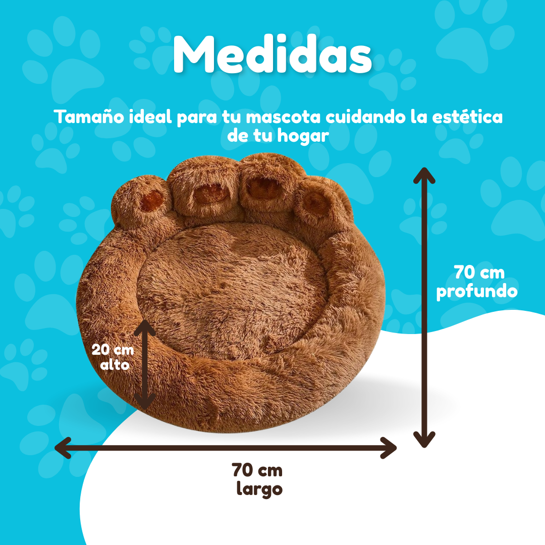 Cama Sofá Dona Antiestrés Para Mascota Perro Gato De Huella 70 cm de diámetro Café/ Marrón