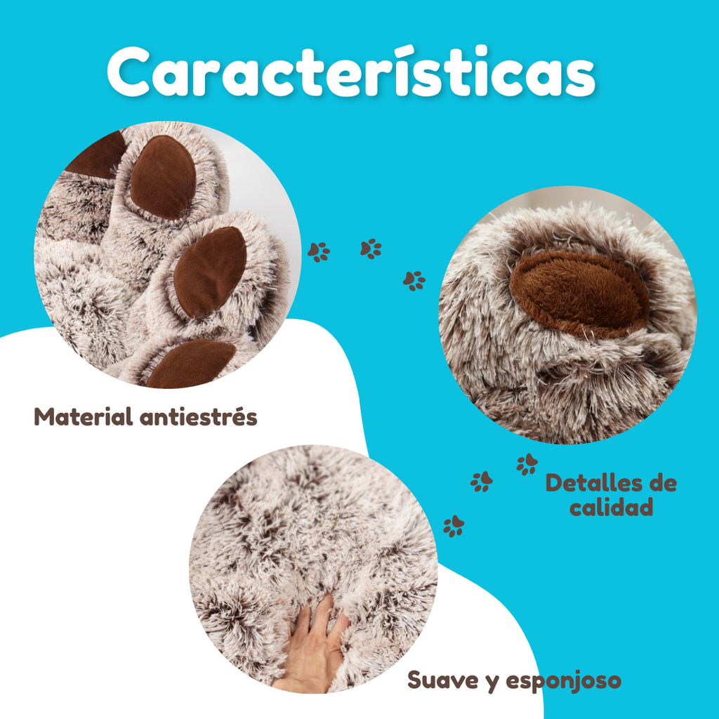 Cama Sofá Dona Antiestrés Para Mascota Perro Gato De Huella  70 cm de diámetro Caqui