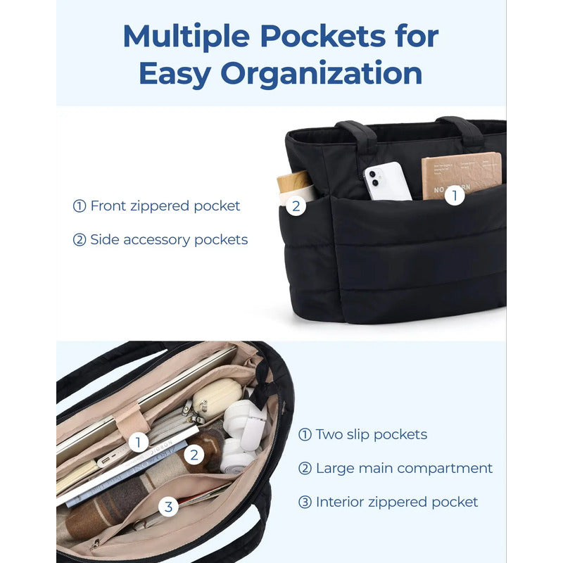 Bagsmart Bolso Tote Grande P Dama Ligero Muchos Compartimien Negro