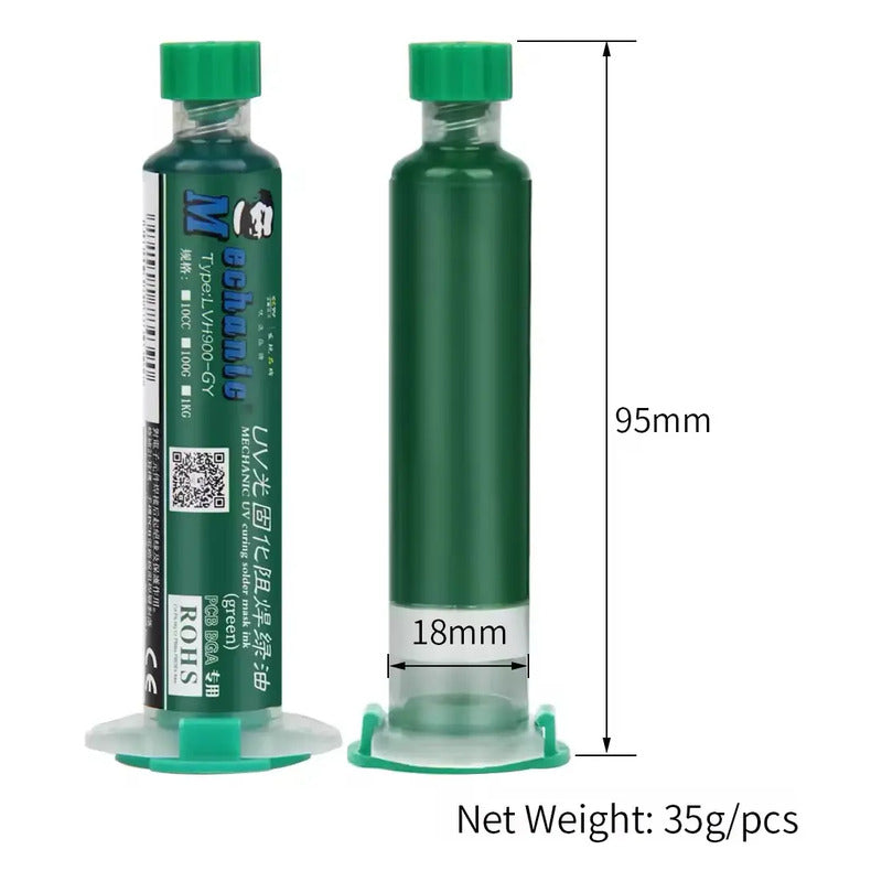Kit Lampara + Uv Mascara Para Soldadura + Embolo Mechanic Verde