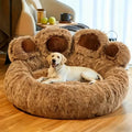 Cama Sofá Dona Antiestrés Para Mascota Perro Gato De Huella 70 cm de diámetro Café/ Marrón