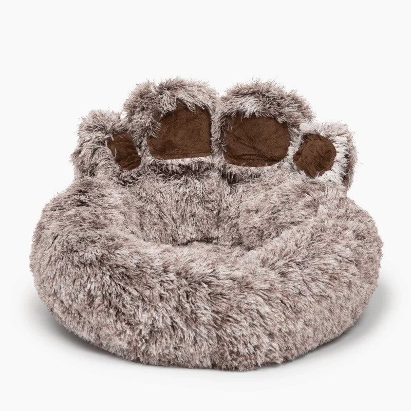 Cama Sofá Dona Antiestrés Para Mascota Perro Gato De Huella  70 cm de diámetro Caqui