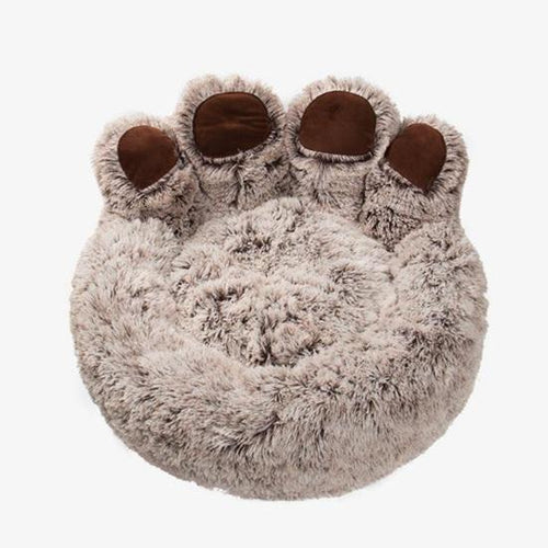 Cama Sofá Dona Antiestrés Para Mascota Perro Gato De Huella  70 cm de diámetro Caqui