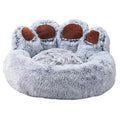 Cama Sofá Dona Antiestrés Para Mascota Perro Gato De Huella 70 cm de diámetro  Gris