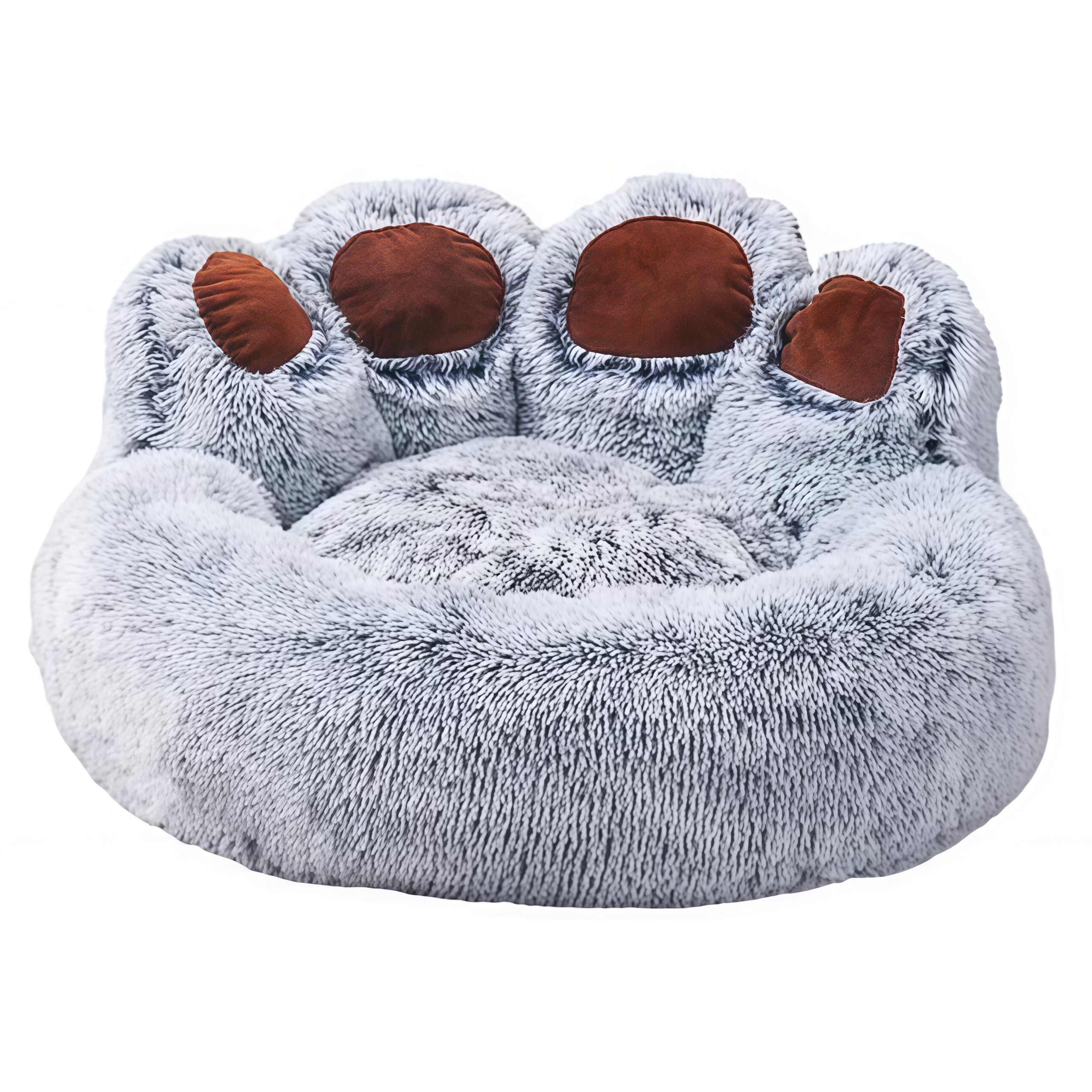 Cama Sofá Dona Antiestrés Para Mascota Perro Gato De Huella 70 cm de diámetro  Gris